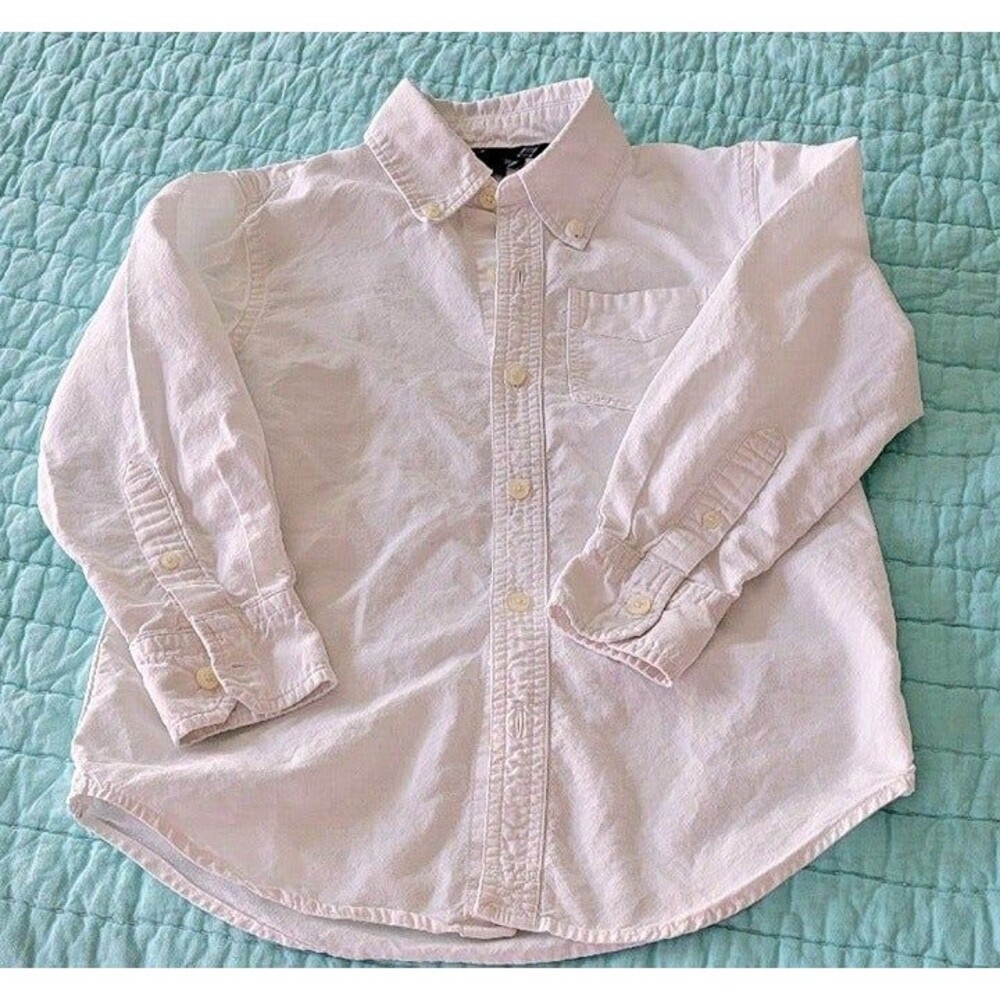 Gap Kids Boy's White 100% Cotton Button Up Long Sleeve Shirt S 6/7
